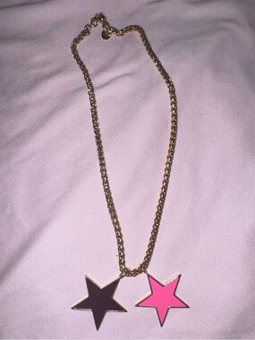 By Alexa Rae BAR Melania Clara Nadia Gold Necklace Pink Burgundy Star Pendant